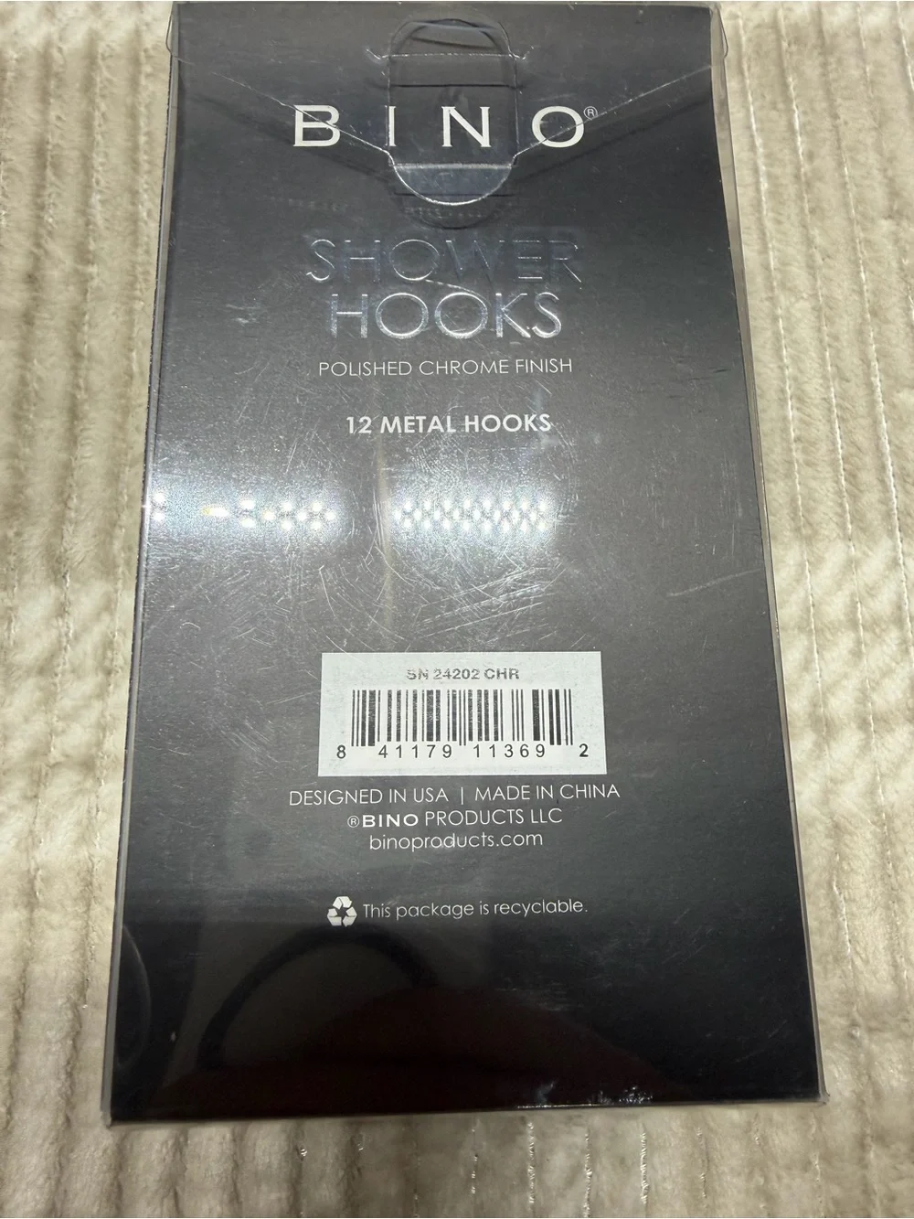 BINO Polished Chrome Shower Hooks - 12 Metal Hooks